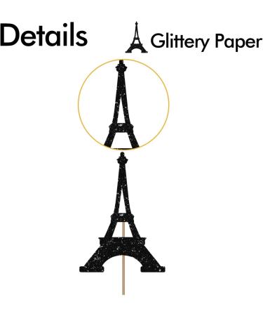 Eiffel Tower Cupcake Toppers Wedding Party Decor Bridal Shower Dessert Cupcake Toppers Paris Themed Birthday Party Decoration - Black Glitter - Buy Online on GoSupps.com