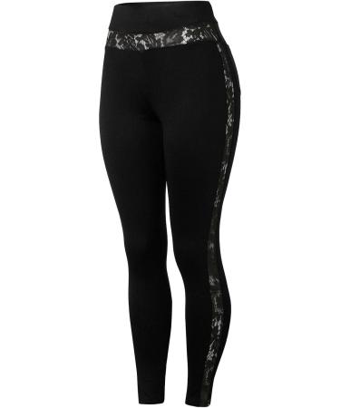 Jiqing Women's Floral Lace Sports Leggings | Fitness & Yoga Pants - Sizes 44 Black - Buy Online on GoSupps.com
