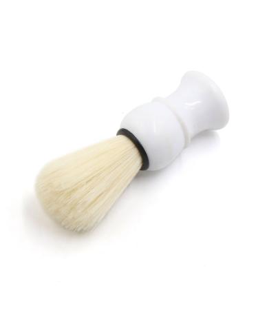 Ruilogod White Plastic Handle Bristle Portable Beard Mustache Brush Cleaning Tool for Men