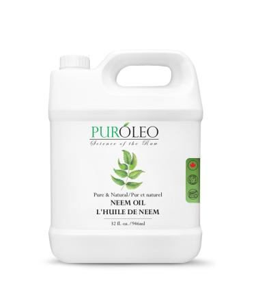 PUROLEO NEEM Oil 32 Fl Oz/946 ML (Packed in Canada) 100% Pure and Natural Neem Oil for Multipurpose Use | Neem Oil extracted from NEEM Plante Chemical Free Neem Oil Spray 32 Fl Oz (Pack of 1)