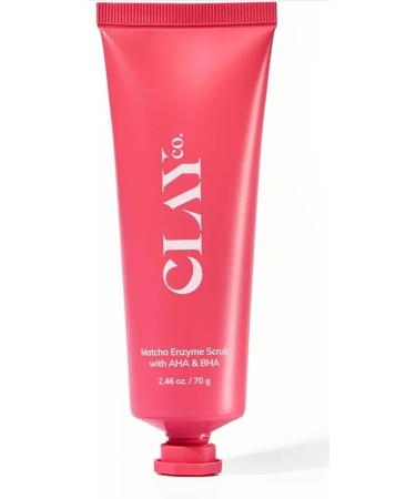 CLAY.co. Matcha Enzyme Scrub with AHA & BHA 2.46 oz Exfoliating Face Scrub