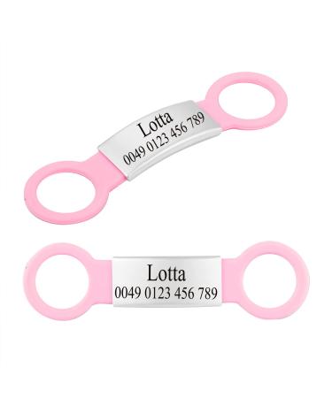2 pieces of silicone dog brand with engraving pet-ID brand to postpone personalized animal brands for dogs and cats rosa m (2 Pack)