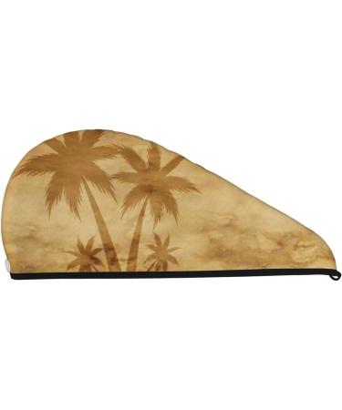 Retro Palm Tree Hair Towel - Microfiber Super Absorbent Wrap for Long Curly Hair - Quick Dry Coral Velvet Cap for Women - Buy Online on GoSupps.com