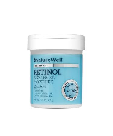NATUREWELL Clinical Retinol Advanced Moisture Cream for Face, Body, & Hands, Boosts Skin Firmness, Enhances Skin Tone, No Greasy Residue, Includes Pump, 16 Oz 1 Pound (Pack of 1) Retinol