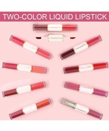 Beliky Girl Lip Gloss Set of 8 2 in 1 Lipstick Durable Waterproof Cosmetic Sexy Red Lip Gloss Matte Liquid Lipstick C - Buy Online on GoSupps.com