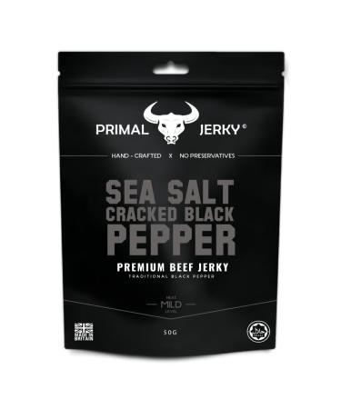 Primal Jerky Sea Salt and Cracked Black Pepper Premium Beef Jerky 50gr x 5 pack