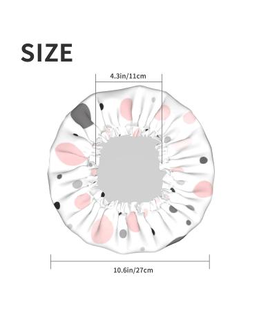 Pink Gray White Polka Dot Pattern Shower Cap for Women - Quick Drying & Water Repellent Hair Bath Cap - Buy Online on GoSupps.com