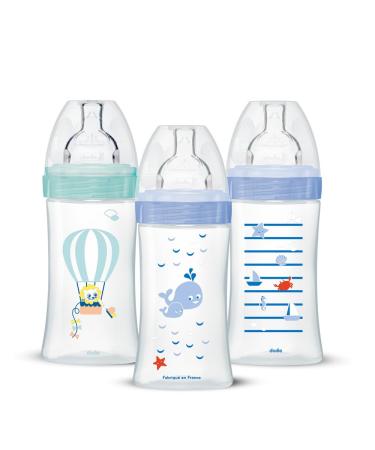 Pack of 3 Sensation+ Anti-colic Baby Bottles Boy 270ml 0-6 months Flat Teat Flow 2