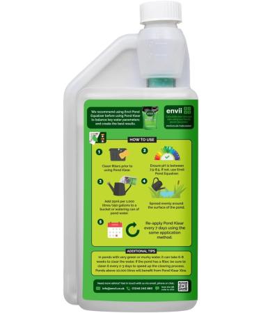 Envii Pond Klear - Natural Green Pond Water Treatment | Clears Green & Murky Water | Safe for Fish & Wildlife - 1L (40,000L) - Buy Online on GoSupps.com