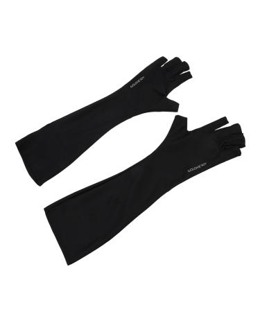 Beatifufu 1 Pair Nail Gloves Gel Nail Led Lamp Gel Manicure Gloves Nail Art Gloves Uv-resistant Manicure Gloves Manicure Art Gloves Fingerless Polyester Mj03 Sleeve