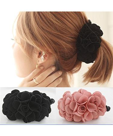 Meilliwish Flowers Rose Hair Clip Ponytail Holder - Brown | Elegant Floral Hair Accessory - Buy Online on GoSupps.com