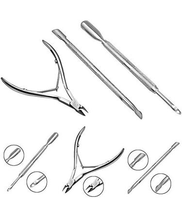 3 Stainless Steel Nail Cuticle Spoon Pusher Remover Cutter Nipper Clipper - Buy Online on GoSupps.com