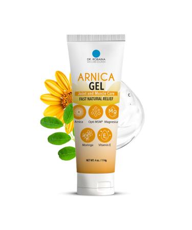 Dr. Robaina Arnica Gel 4 oz Concentrated Arnica montana with MSM Magnesium & Vitamin E | Unscented Cooling Gel for Thin Skin & Bruised Areas | Fast-Absorbing Non-Greasy | Made in USA 1 Unit