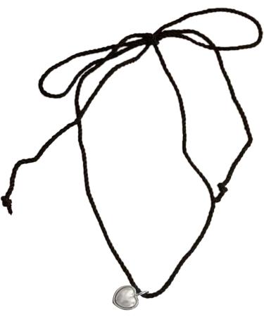 Vsilay Y2K Pearl Heart Necklace - Adjustable Black Rope Chain for Women & Teen Girls | Trendy Gold Accessory - Buy Online on GoSupps.com