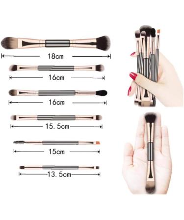 Lujiaoshout 6PCs Double Ended Eyeshadow Brush Set - Professional Black Makeup Brushes for Eyes & Cosmetics Accessories - Buy Online on GoSupps.com
