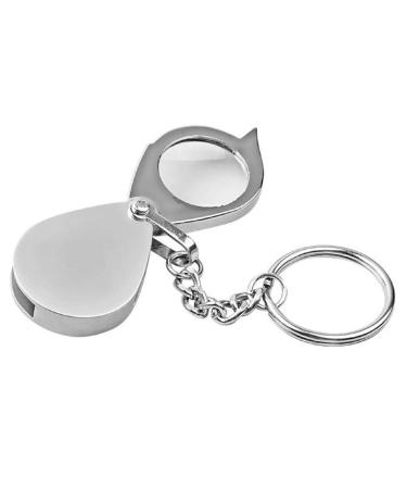 10x Pocket Magnifier Gift Metal Folding Magnifying Glass with Key Chain Jewelry Loupe Lens for Reading Maps Labels Craft Pocket Magnifier Glass Pocket magnifiers for Seniors Small Gift