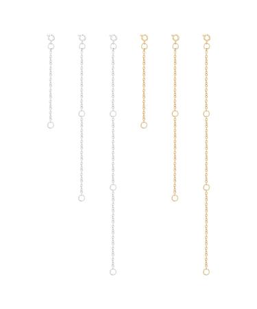 Necklace Extenders, Gold Silver Stainless Steel Chain Extenders with Round  Clasp, Durable Plated Solid Brass Necklace Bracelet Anklet Extension Chains