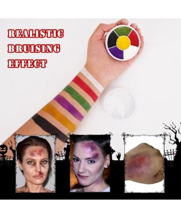Demonic Special Effects Halloween Makeup Kit - 6 Color Bruise Palette Scar Wax Fake Blood Spray & Sponges for Cosplay - Buy Online on GoSupps.com