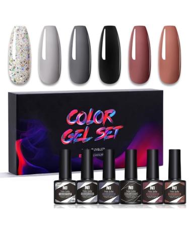 Nail Polish Gel 6Pcs/Set x8.5ml Soak Off Gel UV LED Semi Permanent Varnish for Nail Art 100Colors for Base Top Coat Gifts - (Color: STE1)