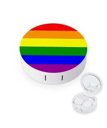 LGBT Pride Flag Round Case For Contact Lens Kit Storage Box with Mirror Printed