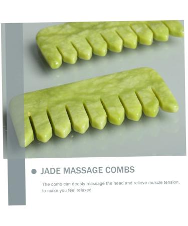 Frcolor 2-Piece Jade Massage Comb Set for Men - Broad Tooth Ridge & Gua Sha Tool - Natural Yellow Jade Facial Scraping and Grooming Accessories - Buy Online on GoSupps.com