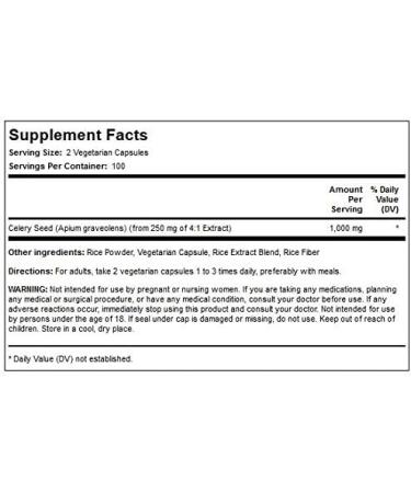 Organic Celery Seed 1000mg - 200 Vegetarian Capsules | Natural Joint Support and Inflammation Relief - Buy Online on GoSupps.com