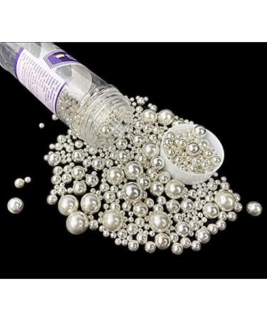 Edible pearl sugar streusel candies 120 g / 4.2 ounce mixed size baking cake decorations cupcake topper cookies to decorate ice cream topps celebrate shaker jar wedding shower party silver