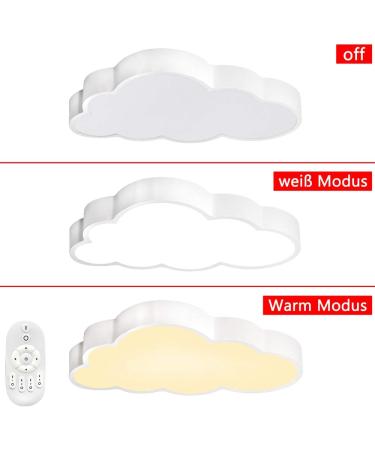 Yrhome 48W Dimmable Cloud LED Ceiling Lamp | Remote Control Ultra-Thin Acrylic | IP44 Children's Room Lighting - Buy Online on GoSupps.com