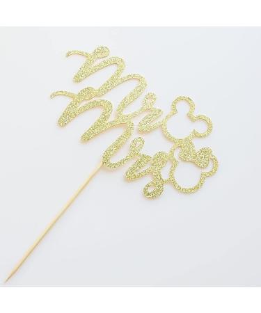 Mr & Mrs Cake Topper Mouse Inspired Themed Wedding Party Decorations Cartoon Mouse Bride and Groom Wedding Party Gold Glitter Pattern 2 - Buy Online on GoSupps.com