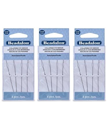 3 Packs - Beadalon Collapsible Eye Needles 2.5" Heavy - 4pcs/pk - Total 12 Needles (in Rigid Pak TM Mailer) - Buy Online on GoSupps.com