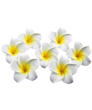 minkissy 100Pcs 6CM Hawaiian Plumeria Foam Artificial Frangipani for DIY Hair Hat Wedding Beach Party Decoration (White)