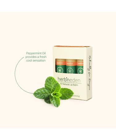 Herb N Eden Peppermint Lip Balm Pack of 3 | Moisturizing and Soothing for Dry Chapped Lips | 100% Natural Ingredients | Essential Oils - Buy Online on GoSupps.com