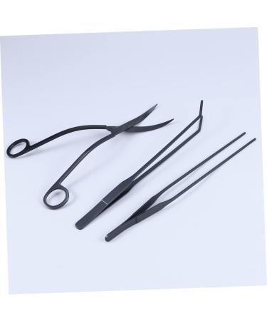 PopetPop Aquarium Cleaning Tools - 3-Piece Stainless Steel Scissor & Tweezer Set for Plants - Premium Quality Substrate Tweezers in Black - Buy Online on GoSupps.com
