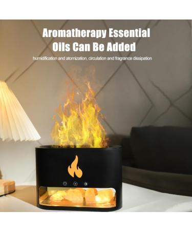 TIDYARD Aroma Diffuser & Crystal Salt Flame Effect - 250ml USB Humidifier with Night Light | Noiseless Cool Fog for Bedrooms Yoga & Office - Black - Buy Online on GoSupps.com