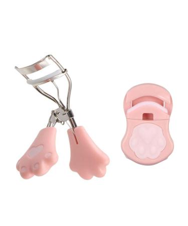 GUDEKIKL 2Pcs Cute Cat Claw Eyelash Curler Non-Slip Plastic Handle Eyelash Clip Portable Mini Silicone Eyelash Curler Curling False Eyelashes Beauty Tool for Travel