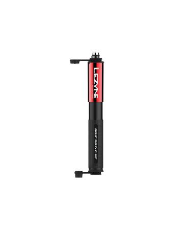 Lezyne Grip Drive HP Bicycle Hand Pump, ABS Flip Chuck, 120PSI, Road, Gravel Bike, Presta and Schrader Valve, High Pressure Small Red