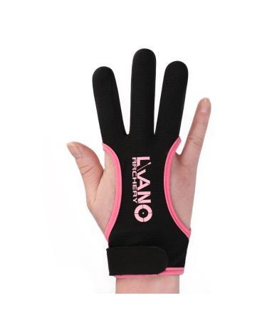 LWANO Archery Gloves Leather Practice Hunting Three Finger Protector for Youth Adult Beginner pink Small