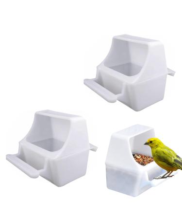 TYVOM 2PCS Poultry Drinker Bird Food Feeder for Cage Bird Waterer Feeder Cage Accessories for Parrots Cockatiel Pigeon Sparrow Bird Cage Bowl(White)