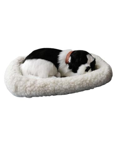 Bagima sleeping cat toys breathing cat soft toy doll with mat plush toys for children home decoration soft mat bed and simulated sound (7) Border Collie