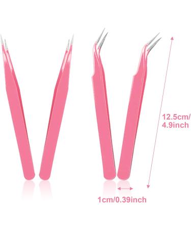 Xnivuis Eyelash Pliers Set - 4 Precision Tweezers for Eyelash Extensions & Electronics Repair (Straight & Curved Tips - Pink) - Buy Online on GoSupps.com
