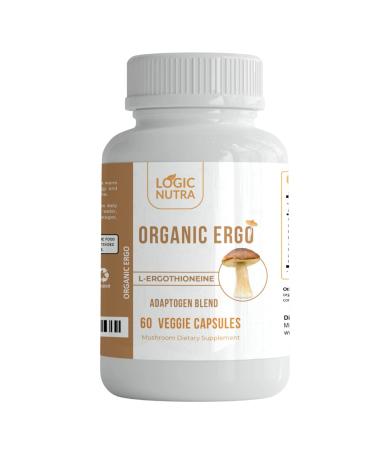 Logic Nutra L-Ergothioneine Plus Organic Blend of Cordyceps Mushroom Lion s Mane Reishi Astragalus Siberian Ginseng Ashwagandha - Longevity Immune Support & Brain Supplement  60 Veggie Caps