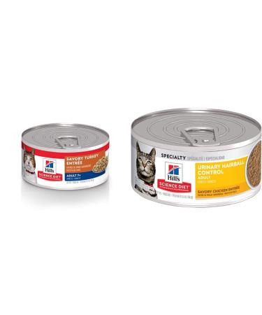 Hill's Science Diet Senior 7+ Canned Cat Food and Adult Urinary & Hairball Control Canned Cat Food