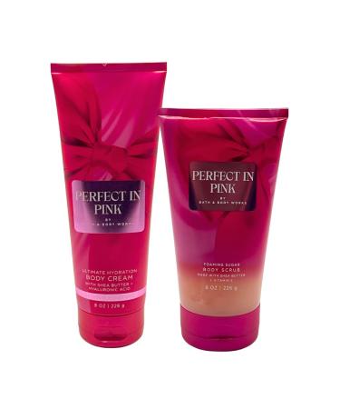 Bath & Body Works PERFECT IN PINK Ultimate Hydration Body Cream & Foaming Sugar Body Scrub 2-piece Gift Set with a Blue Bow for Holidays Full Size - Buy Online on GoSupps.com