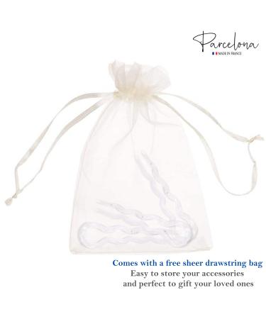 Parcelona French Slick Small Clear Wavy Chignon U Shaped Set - 3 Hair Pins - Made in France - Buy Online on GoSupps.com