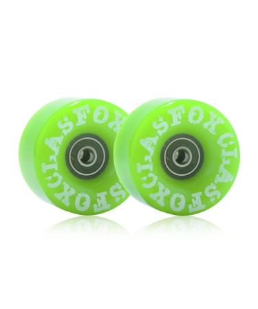 CLAS FOX Quad Roller Skate Wheels 8 Pack with Bearing Installed for Double Row Skating, Replacement Accessories Suitable for Outdoor or Indoor Shinning Green