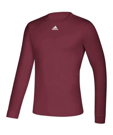 adidas Climalite Creator Long Sleeve T-Shirt (EK012) Large Collegiate Burgundy-white
