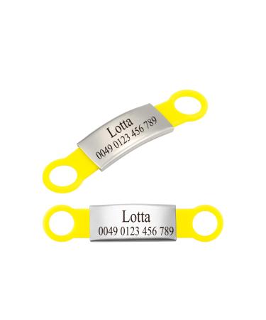 2 pieces of silicone dog brand with engraving pet-ID brand to postpone personalized animal brands for dogs and cats yellow s (2 Pack)
