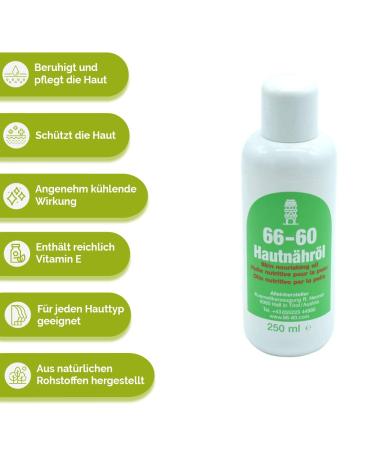 66-60 Skin Nutrient Oil - Gentle Vitamin E Emulsion for All Skin Types - Natural Body Oil | Made in Tyrol Austria - 250ml - Buy Online on GoSupps.com