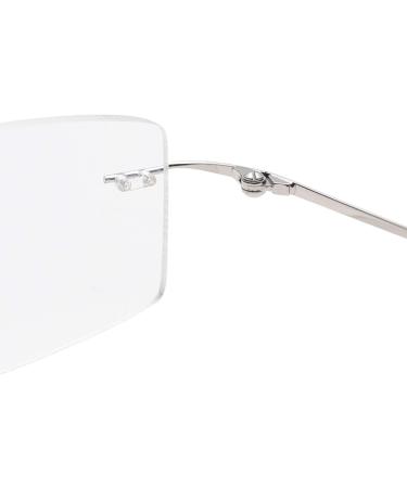 Rimless Titanium Reading Glasses for Men & Women | Lightweight +0.50 to +4.00 +1.75 Silver - Buy Online on GoSupps.com