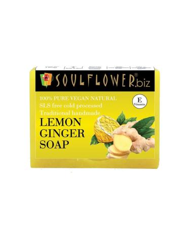Lemon Ginger Soap | Pigmen-tation Signs of Ageing Acne Dull Skin | Handmade Natural Cold processed Premium Luxurious Soap | Lemon Oil Ginger Turmeric Vitamin E | 5 Oz